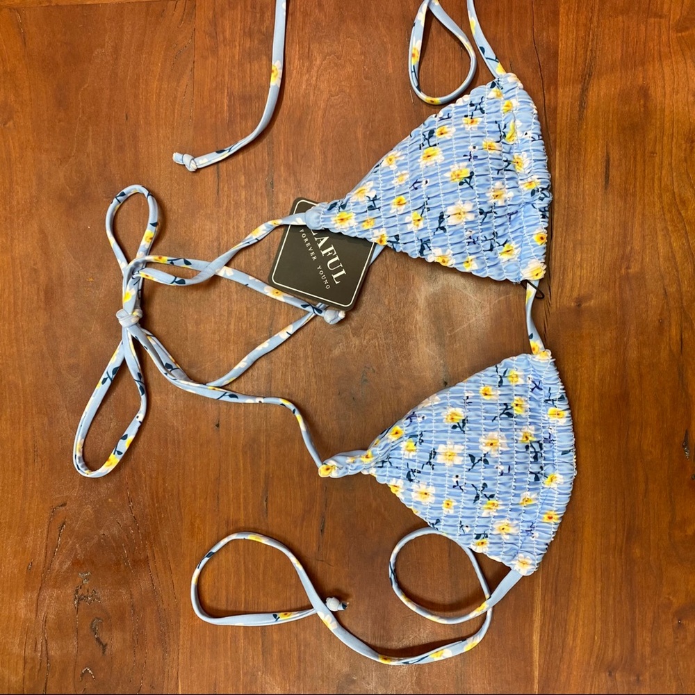 NWT Zaful Blue and Yellow Floral Bikini
